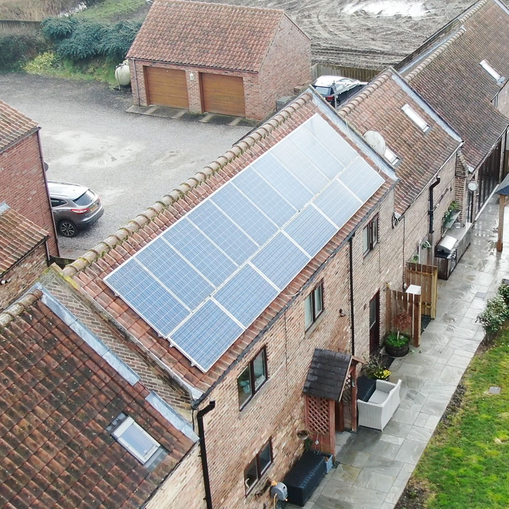 Solar panels on rural house